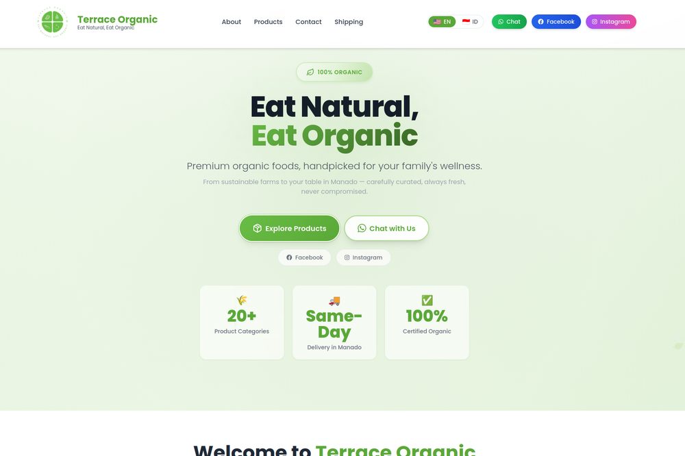 Terrace Organic website